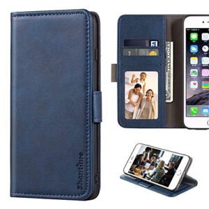 for infinix smart 6 hd case, leather wallet case with cash & card slots soft tpu back cover magnet flip case for infinix smart 6 hd (6.6”) blue