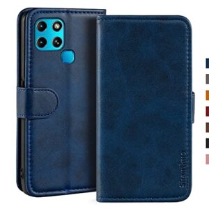 for Infinix Smart 6 HD Case, Leather Wallet Case with Cash & Card Slots Soft TPU Back Cover Magnet Flip Case for Infinix Smart 6 HD (6.6”) Blue