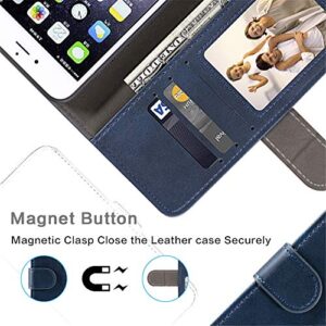 for Infinix Smart 6 HD Case, Leather Wallet Case with Cash & Card Slots Soft TPU Back Cover Magnet Flip Case for Infinix Smart 6 HD (6.6”) Blue