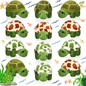 12 mini turtle plush toys - soft, cute stuffed animals for adults, birthday party decorations (lovely style)