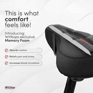 WITTKOP Bike Seat Cushion Made of Comfy Memory Foam I Bike seat Cover for Men & Women with Ergonomic 3-Zone-Concept I Bike Saddle Cover, for peleton seat cushin, Bicycle seat Cushion