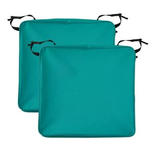 nicetown 2 pack waterproof teal patio cushion covers with zipper 22 x 20 x 4 inch, outdoor seat slipcovers lightfast fade-less seat chair cushion covers for outdoor indoor with 4 buckle straps