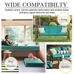 NICETOWN 2 Pack Waterproof Teal Patio Cushion Covers with Zipper 22 x 20 x 4 inch, Outdoor Seat Slipcovers Lightfast Fade-Less Seat Chair Cushion Covers for Outdoor Indoor with 4 Buckle Straps