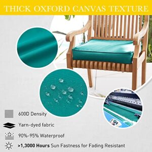 NICETOWN 2 Pack Waterproof Teal Patio Cushion Covers with Zipper 22 x 20 x 4 inch, Outdoor Seat Slipcovers Lightfast Fade-Less Seat Chair Cushion Covers for Outdoor Indoor with 4 Buckle Straps