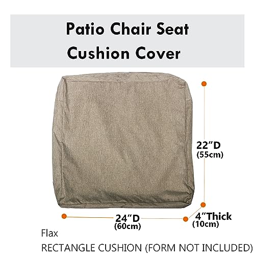 youngseahome Patio Seat Cushion Covers,Washable Slip Covers Replacement,Waterproof Outdoor Furniture Chair Cushion Pillow Seat Cover for Couch,Garden,Sofa,Flax,24"×22"×4"(4 Covers Only)