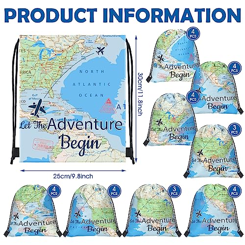 Lothee 30 Pack Drawstring Bags Party Favors for Kids Party Favor Bags Polyester Party Gift Bags Goody Bag Drawstring Backpack for Girls Boys Birthday Supplies Goodie Candy (World Map Style)