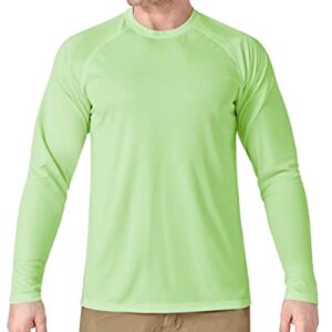 Boladeci Swim Shirts for Men UPF 50+ Sun Protection UV Shirts Long Sleeve Summer Clothing SPF Beach Swimming Tee Tops Rash Guard Light Green 2XL