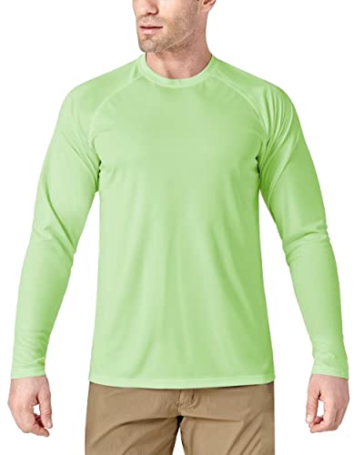 Boladeci Swim Shirts for Men UPF 50+ Sun Protection UV Shirts Long Sleeve Summer Clothing SPF Beach Swimming Tee Tops Rash Guard Light Green 2XL