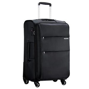hanke 24" softside expandable checked in suitcase with spinner wheels, lightweight upright luggage with tsa lock,rolling travel luggage for woman man,24-inch(black)