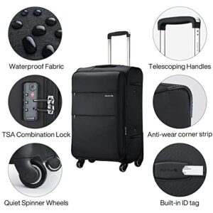 Hanke 24" Softside Expandable Checked In Suitcase with Spinner Wheels, Lightweight upright Luggage with TSA Lock,Rolling Travel Luggage for Woman Man,24-Inch(Black)