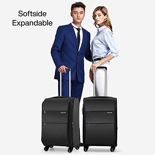 Hanke 24" Softside Expandable Checked In Suitcase with Spinner Wheels, Lightweight upright Luggage with TSA Lock,Rolling Travel Luggage for Woman Man,24-Inch(Black)