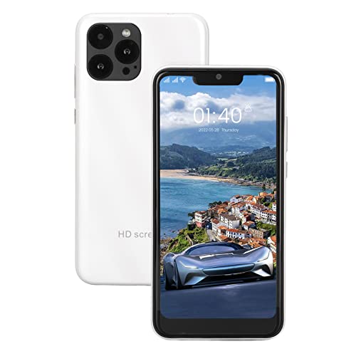 IP13 6.1 Inch HD Screen Smartphone 3G Unlocked Cell Phone, Dual SIM Slim Mobile Phone Support Face Recognition, 6799 10 Core CPU Processor, 3GB 32GB, Front and Rear HD Camera, 2800mAh(White)