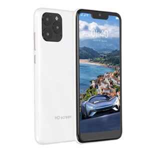 IP13 6.1 Inch HD Screen Smartphone 3G Unlocked Cell Phone, Dual SIM Slim Mobile Phone Support Face Recognition, 6799 10 Core CPU Processor, 3GB 32GB, Front and Rear HD Camera, 2800mAh(White)