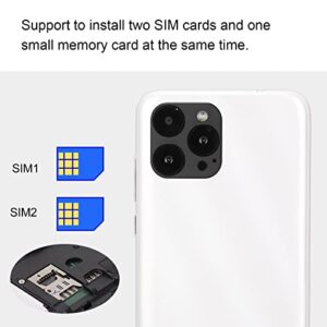 IP13 6.1 Inch HD Screen Smartphone 3G Unlocked Cell Phone, Dual SIM Slim Mobile Phone Support Face Recognition, 6799 10 Core CPU Processor, 3GB 32GB, Front and Rear HD Camera, 2800mAh(White)