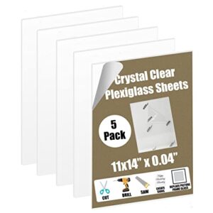 11x14 plexiglass quality pet sheet panels 5 pack - 11x14" x .04" - lightweight shatterproof alternative to glass - for picture frame, diy projects, signs, sneeze guards, railing guards, pet barriers