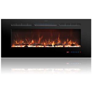 rodalflame 30 inches electric fireplace inserts, recessed and wall mounted fireplace heater for indoor use with remote control, 13 color flames with log &crystal, 9h timer, 750/1500w