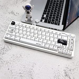 JSJT Space Keycaps 138 Keys White Keycaps Cherry Profile Keycaps PBT Dyed Sublimation Custom Keycaps for Cherry Gateron MX Switch Mechanical Gaming Keyboards