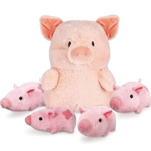 zomiboo 5 pcs pig baby plush cute stuffed animal toy set, mini pig stuffed animal stuffed pig plush for baby shower birthday party favors gifts, students classroom prizes, 4 inches
