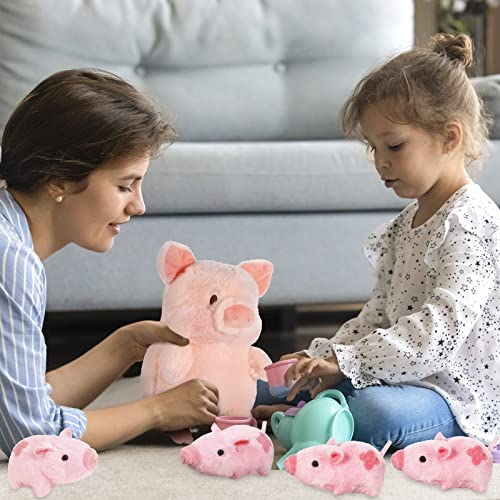 Zomiboo 5 Pcs Pig Baby Plush Cute Stuffed Animal Toy Set, Mini Pig Stuffed Animal Stuffed Pig Plush for Baby Shower Birthday Party Favors Gifts, Students Classroom Prizes, 4 inches