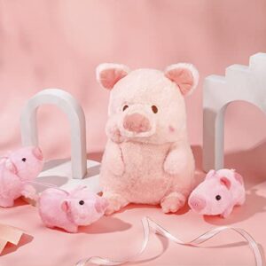 Zomiboo 5 Pcs Pig Baby Plush Cute Stuffed Animal Toy Set, Mini Pig Stuffed Animal Stuffed Pig Plush for Baby Shower Birthday Party Favors Gifts, Students Classroom Prizes, 4 inches