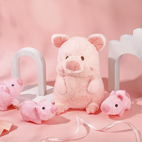 Zomiboo 5 Pcs Pig Baby Plush Cute Stuffed Animal Toy Set, Mini Pig Stuffed Animal Stuffed Pig Plush for Baby Shower Birthday Party Favors Gifts, Students Classroom Prizes, 4 inches