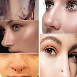 Vsnnsns 20G Nose Rings for Women Men 316L Surgical Stainless Steel L Shaped Nose Studs Screw Bone Opal Nose Rings Piercings 20 Gauge Nostril Piercing Nose Studs Jewelry Diamond CZ Silver for Women