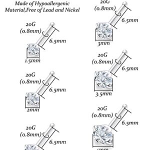 Vsnnsns 20G Nose Rings for Women Men 316L Surgical Stainless Steel L Shaped Nose Studs Screw Bone Opal Nose Rings Piercings 20 Gauge Nostril Piercing Nose Studs Jewelry Diamond CZ Silver for Women