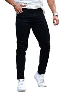 slim fit jeans for men black stretch skinny denim pants men tapered leg no ripped 34
