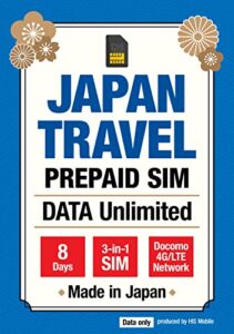 japan travel prepaid sim unlimited docomo data only (no voice/sms) 3-in-1 docomo sim card (docomo network) tethering, japan no activation no contract (8days)