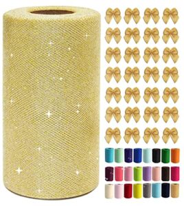 gold glitter tulle rolls 6 inch by 50 yards sparkle fabric ribbon for diy tutu skirt sewing bow wedding decorations craft supplies