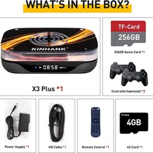 Kinhank Retro Video Game Console Built in 114000+ Nostalgic Games, Super Console X3 Plus Retro Gaming Console with 65+Emulators,EmuELEC 4.5/Android 9.0/CoreELEC All in 1,2.4G+5G WIFI,BT 4.0,Best Gift