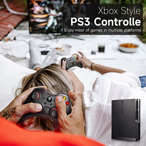 EasySMX PS3 Controller, Upgrade Wireless Gamepad Remote for PS3, Windows PC/Laptop, Nvidia Shield, Switch, Android TV/Mobile,Steam Deck-with Stable Connection,Plug and Play, 14 Hours Battery-Black