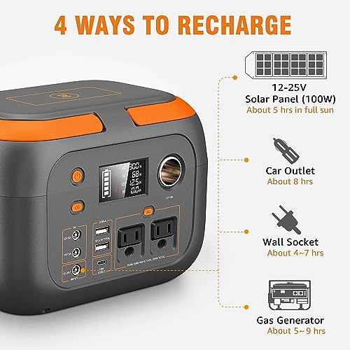 SinKeu 300W Portable Power Station 260Wh Outdoor Solar Generators Mobile Lithium Battery Pack 110V Outlet Solar Power Banks Camping Power Supply for Laptop
