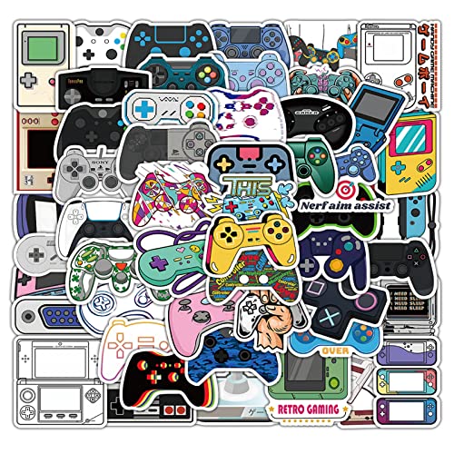 50pcs Cool Gaming Stickers for Teens Laptop, Cute Game Gamepad Stickers for Kids Boys Computer Water Bottles Skateboard Car Bike Luggage Scrapboook Bike