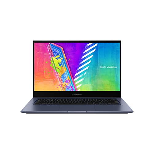 ASUS VivoBook Go 14 Flip Thin and Light 2-in-1 Laptop, 14 inch HD Touch, Intel Celeron N4500 CPU, UHD Graphics, 4GB RAM, 64GB eMMC, NumberPad, Windows 11 Home in S Mode, Quiet Blue, J1400KA-DS02T