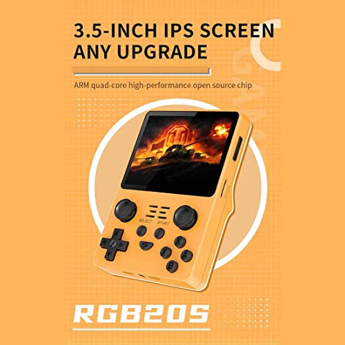 JoySeed Powkiddy RGB20S Handheld Arcade Game Console with 20000 Games, 128G 3.5 Inch Retro Portable Game Console - Yellow