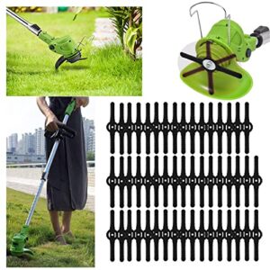 kinfidtow 50 pieces replacement weed wacker head plastic blade, string trimmer blade heads replace plastic cutter blades, replacement cordless string trimmer accessories