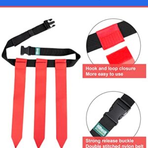 Hilhook Flag Football Belts, 10 Player Adjustable Flag Football Set with 30 Flags for Youth and Adults Training Equipment