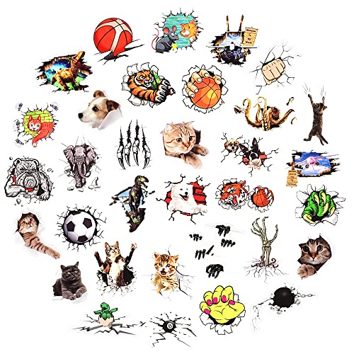 QTL 3D Stickers for Kids Waterproof Water Bottle Laptop Vinyl Stickers Packs 50Pcs