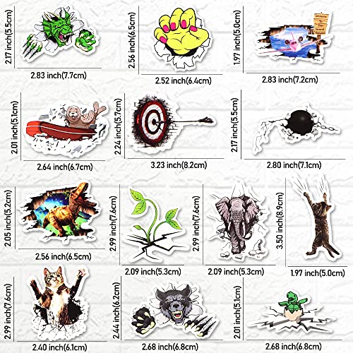 QTL 3D Stickers for Kids Waterproof Water Bottle Laptop Vinyl Stickers Packs 50Pcs