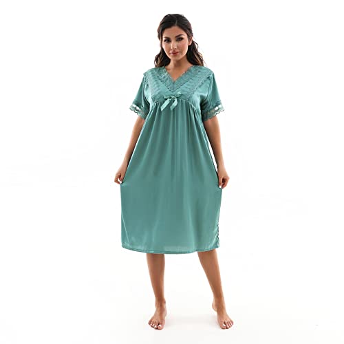 Harlychan Nightgown for Women, Satin Nightgown Robe Soft Lightweight Sleepwear, Wedding Party Lounge Wear Short Nightwear S-L (Small,Mint Green)