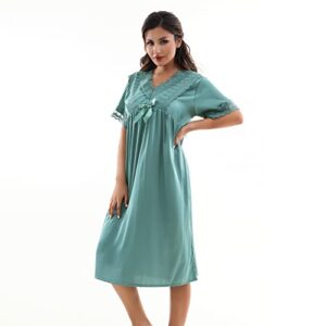 Harlychan Nightgown for Women, Satin Nightgown Robe Soft Lightweight Sleepwear, Wedding Party Lounge Wear Short Nightwear S-L (Small,Mint Green)