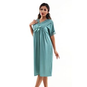 Harlychan Nightgown for Women, Satin Nightgown Robe Soft Lightweight Sleepwear, Wedding Party Lounge Wear Short Nightwear S-L (Small,Mint Green)