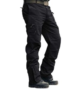 akarmy men's work pants, cargo pants for men, straight tactical pants, work travel casual pant with multi zipper pockets 9920 black 38
