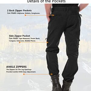 AKARMY Men's Work Pants, Cargo Pants for Men, Straight Tactical Pants, Work Travel Casual Pant with Multi Zipper Pockets 9920 Black 38