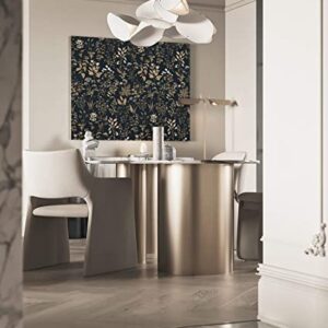 Dimoon 78.7"x16.1" Delicate Floral Peel and Stick Wallpaper Black Golden Thicken Waterproof Leaf Vintage Flower Contact Paper Self Adhesive Wallpaper Removable Wall Paper Shelf Liner Decal Vinyl Roll