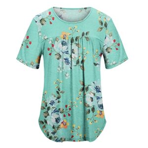 Womens Tops Hide Belly Tunic 2022 Summer Short Sleeve T Shirts Long Flowy Tshirt Casual Dressy Blouses to Wear with Leggings Mint Green