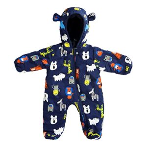 ddy baby girl boy hooded romper snowsuit with booties jumpsuit infant onesie winter outfits jacket 6-9 months
