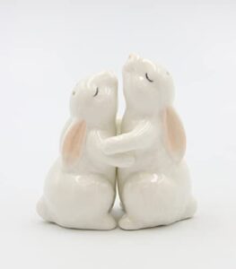 cosmos gifts 21011 hugging rabbits salt and pepper shaker,white
