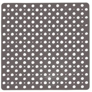 enkosi large square non slip shower mat | 27 x 27-inch shower mats for showers anti slip - square shower stall mat for bathroom shower floors | secure suction cups and drain holes (grey)